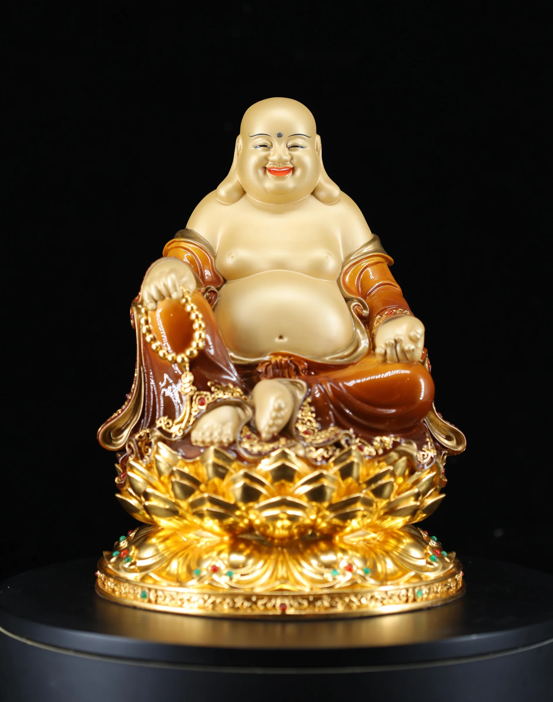Maitreya Buddha — Luminous Color & Gilded Finish — Front view
