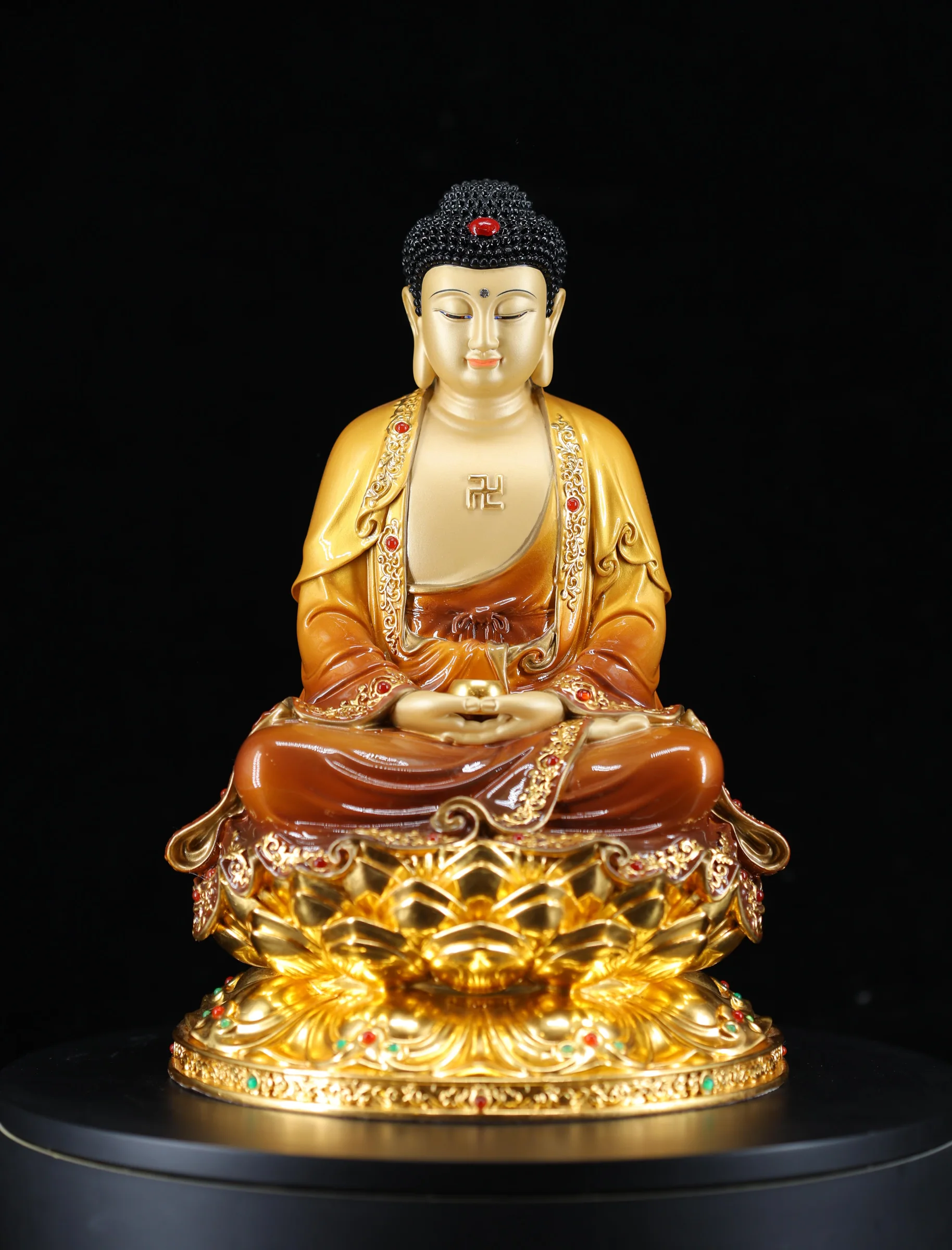 Shakyamuni Buddha — Luminous Color & Gilded Finish — Front view
