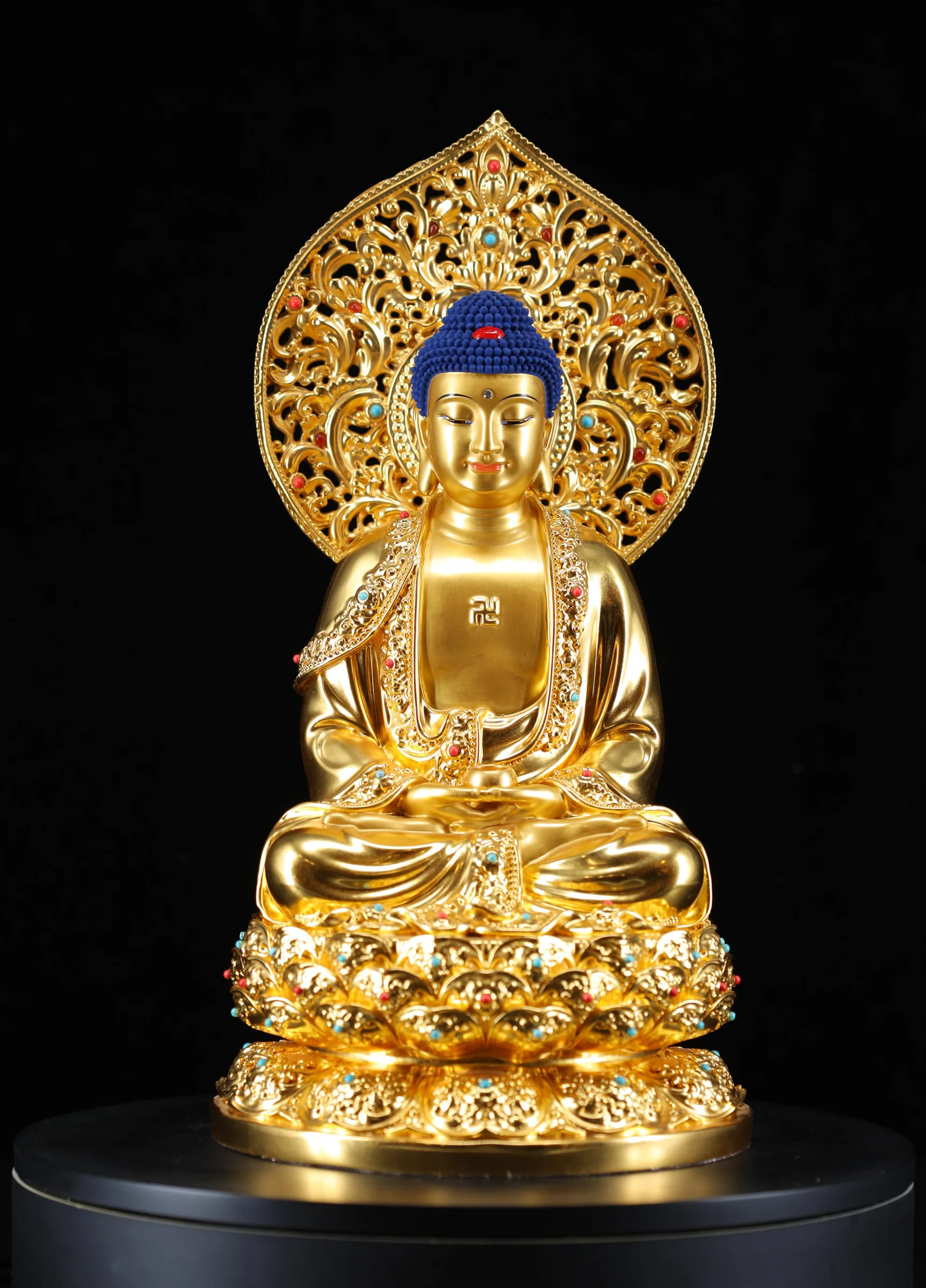 Haloed Shakyamuni — Gold-Tone Finish — Front view