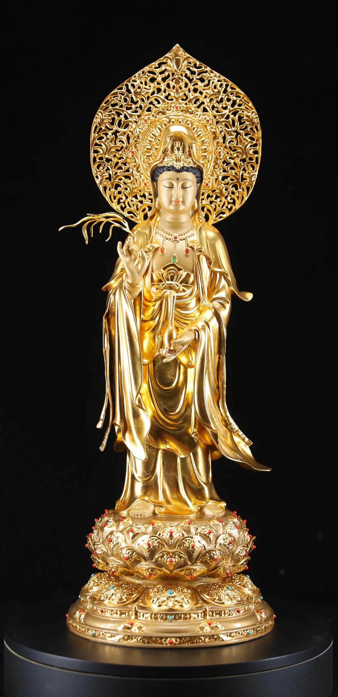 Standing Guanyin — Gilded Finish — Front view