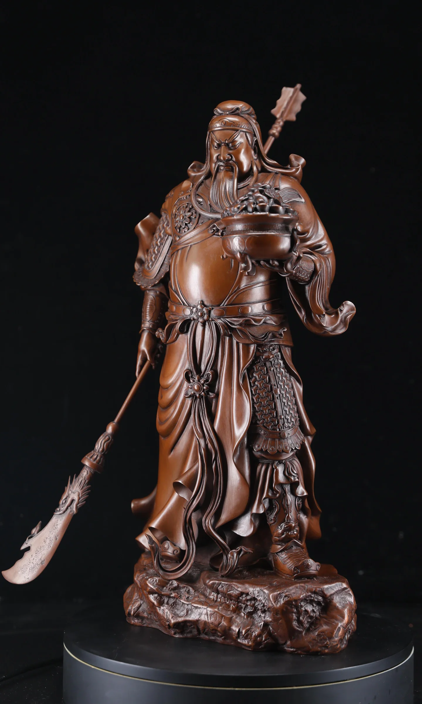 Standing Guan Yu with Guandao — Lost-Wax Copper — Front view